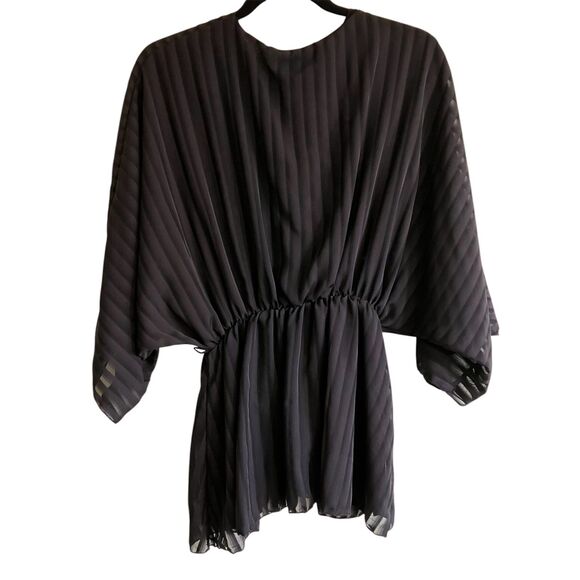 NWT Boohoo striped kimono sleeve peplum wrap tie blouse - Picture 2 of 8